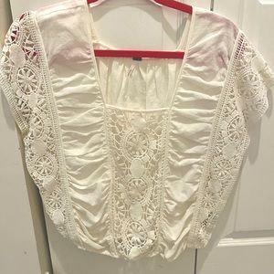 Free People White Lace Open Top Size S